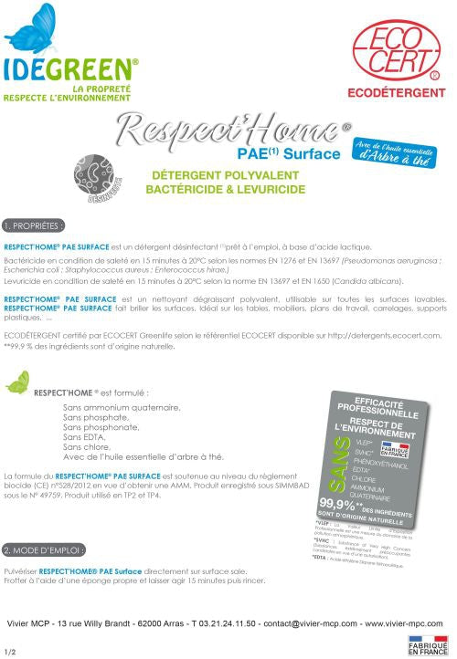 Fiche technique Respect Home Surface P2