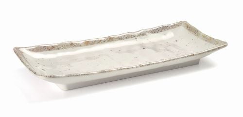 Plateau rectangulaire en mélamine avec liseré beige élégant