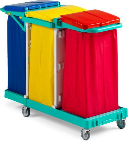 Chariot de tri des déchets pliable à 3 sacs