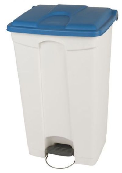 Collecteur tri sélectif 90 litres blanc à couvercle bleu