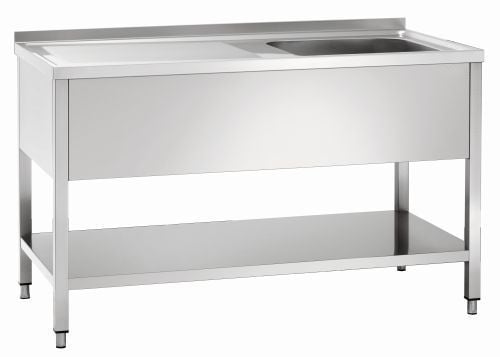 Plonge inox 1 bac avec tablette et égouttoir à gauche